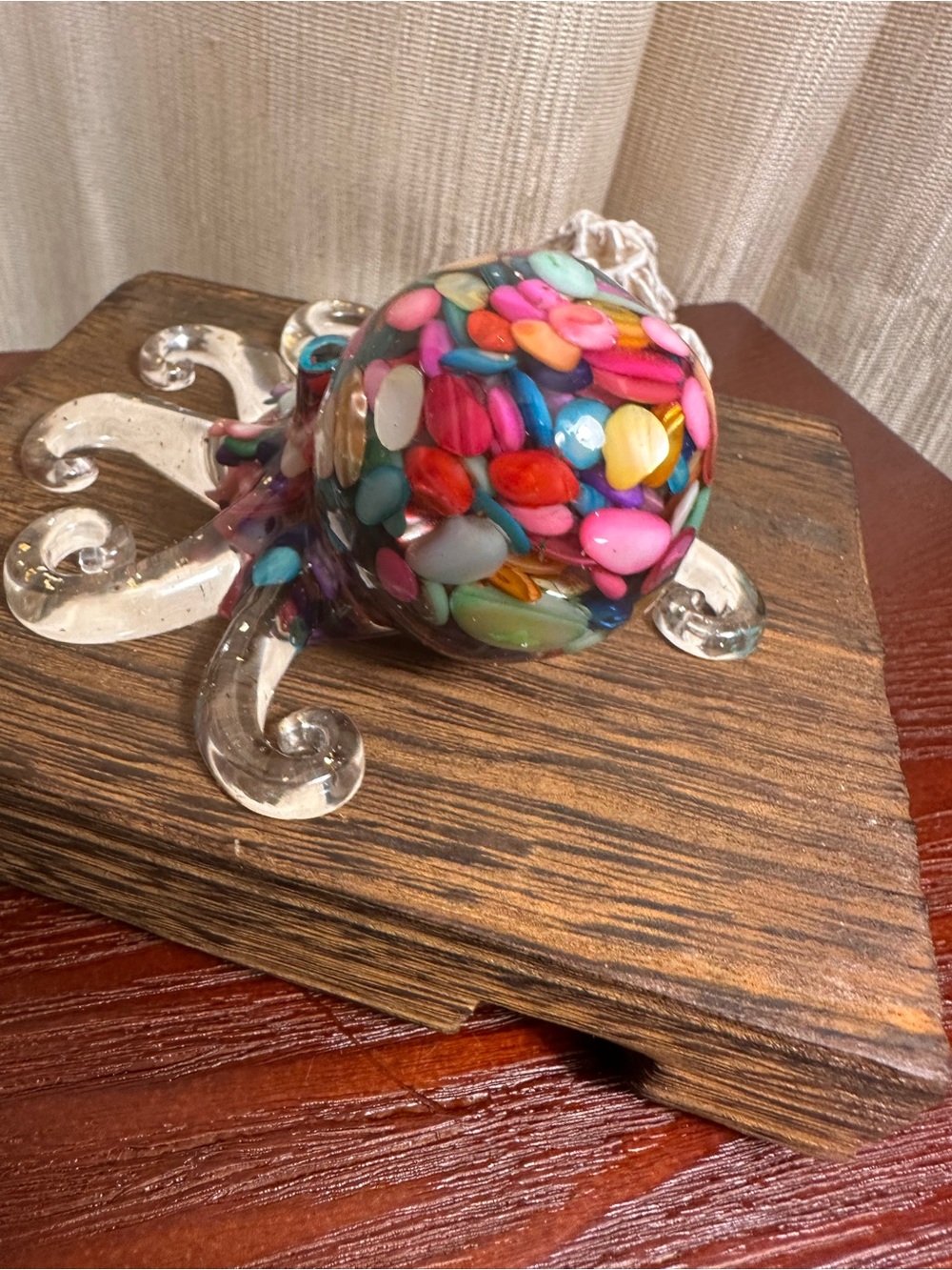 Resin and Rainbow Multi Colored Crystal Chips Octopus Figure - Picture 3 of 10
